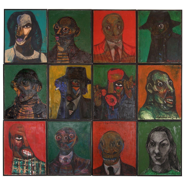 Twelve Portraits in Oil on Canvas by Le Quang Ha For Sale