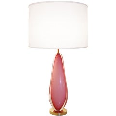 Seguso Oval Pink and Clear Glass Lamp Seguso Oval Pink and Clear Glass Lamp