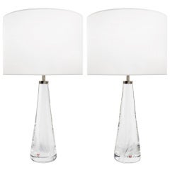 Pair of Vicke Lindstrand for Kosta Clear Glass Lamps