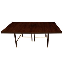 Vintage Rosewood and Brass Dining Table by Harvey Probber