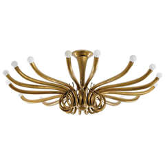 Oscar Torlasco Large Brass Ceiling Fixture 11
