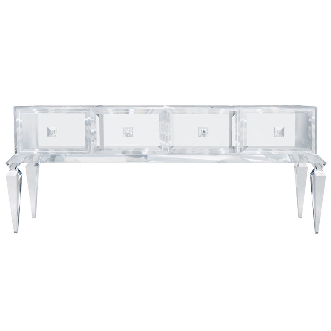 Four-Drawer Lucite Credenza For Sale