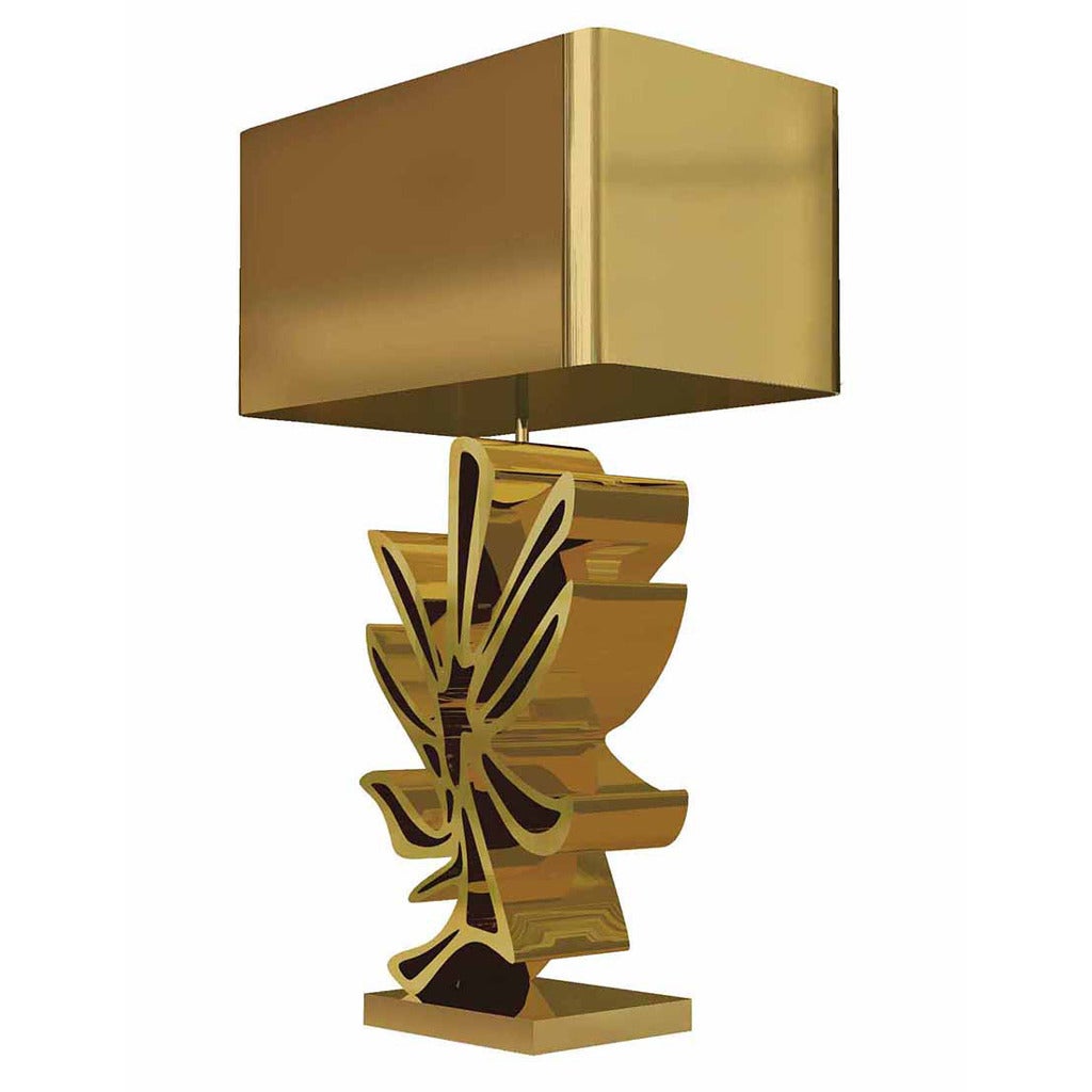 Large Cast Bronze Flower Lamp For Sale