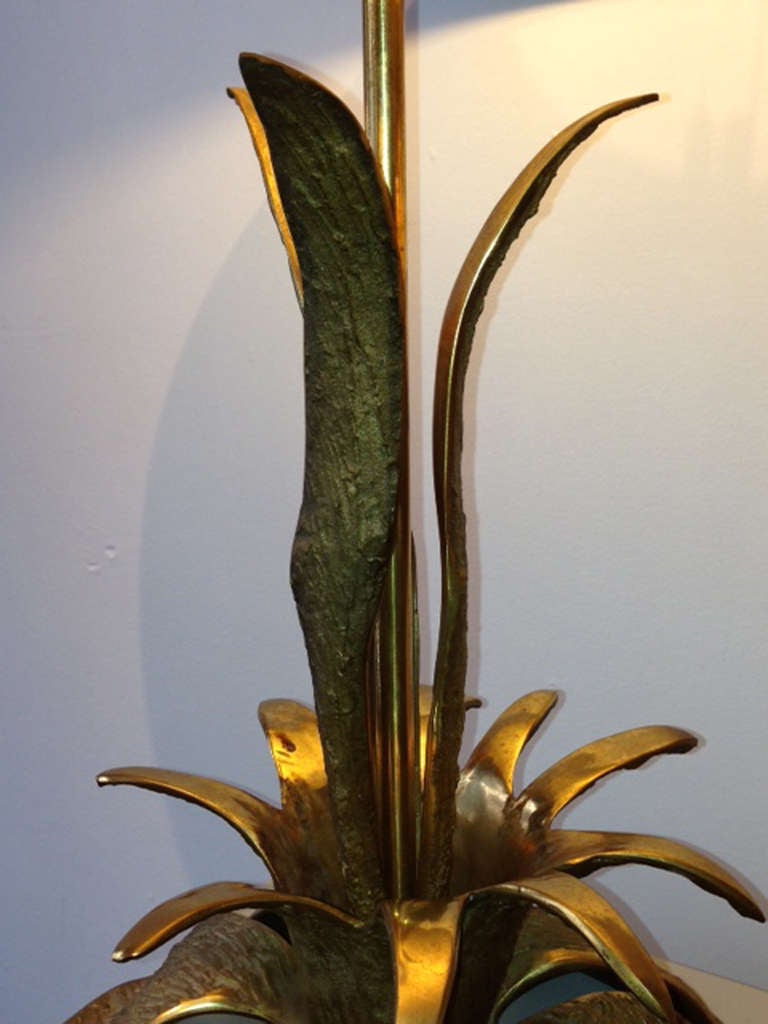 French Gilt and Patinaed Bronze Lamp by L. Voesy ( signed ) In Excellent Condition For Sale In New York, NY