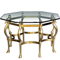 French Octagonal Shape, Bronze Horse Motif Center Table
