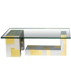 Signed Paul Evans Cityscape Chrome and Brass Coffee Table 4