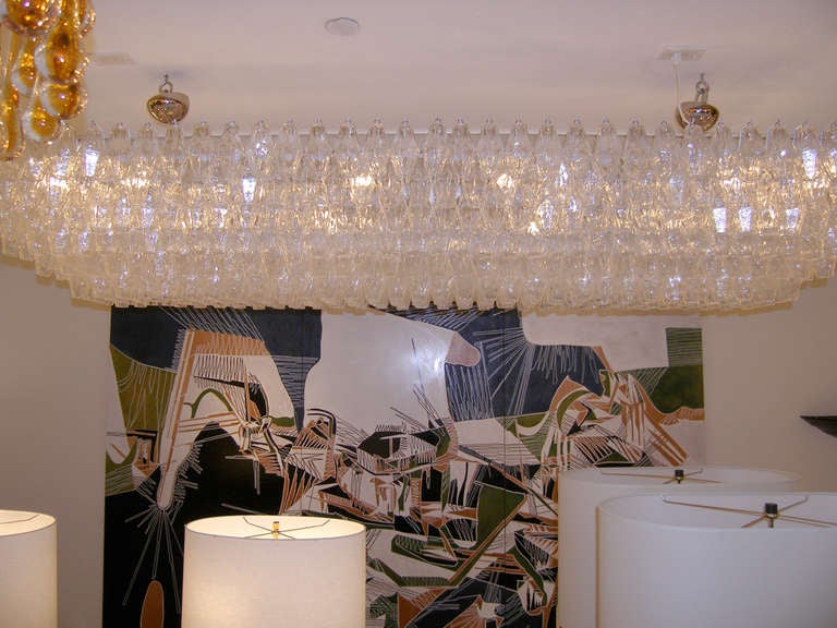 Italian Venini Clear Glass Polyhedral Chandelier For Sale