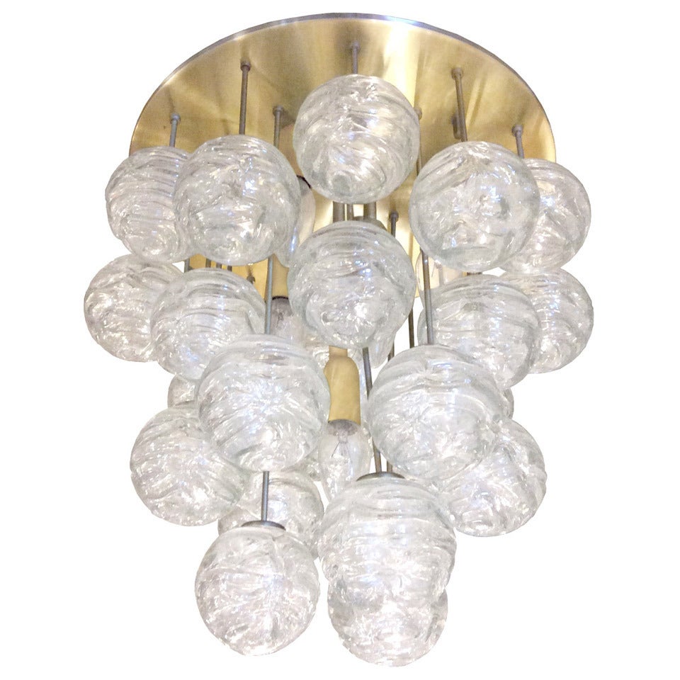 Kalmar Brass and Glass Ceiling Fixture For Sale