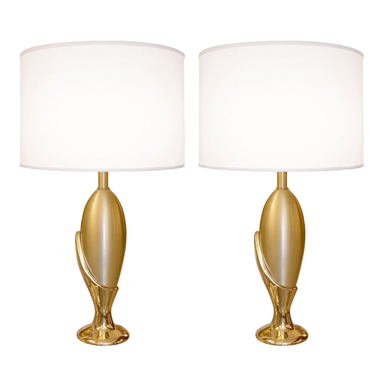 Pair of Sculptural French Cast Bronze Table Lamps For Sale