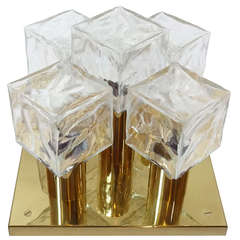 J.T. Kalmar Brass and Glass Ceiling Fixture 4