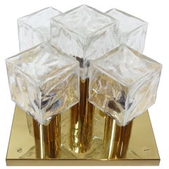 J.T. Kalmar Brass and Glass Ceiling Fixture
