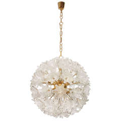Murano Brass and Glass Flower Ball Chandelier 12