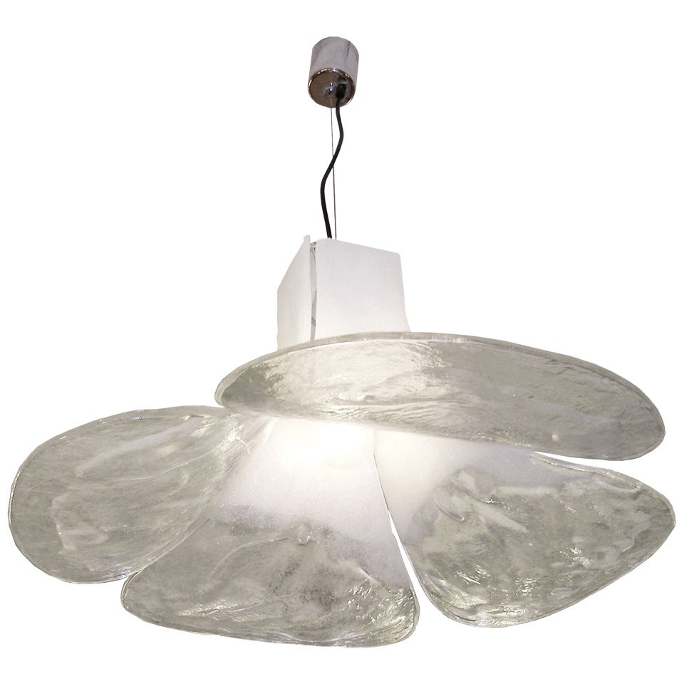 Carlo Nason for Mazzega Fixture in White and Clear Glass For Sale