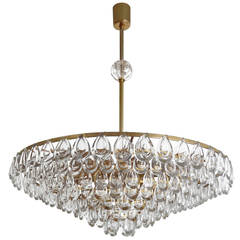 Brass and Glass Chandelier by Palwa