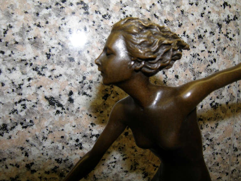 Signiert Josef Lorenzl, weiblicher Akt mit Hunden, Bronze