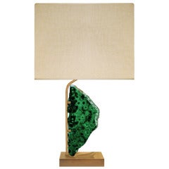 Willy Daro Bronze and Malachite Lamp