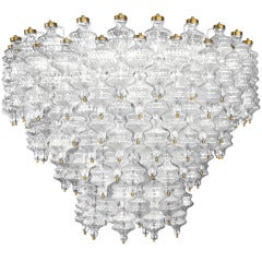 Large Documented Seguso Glass Chandelier