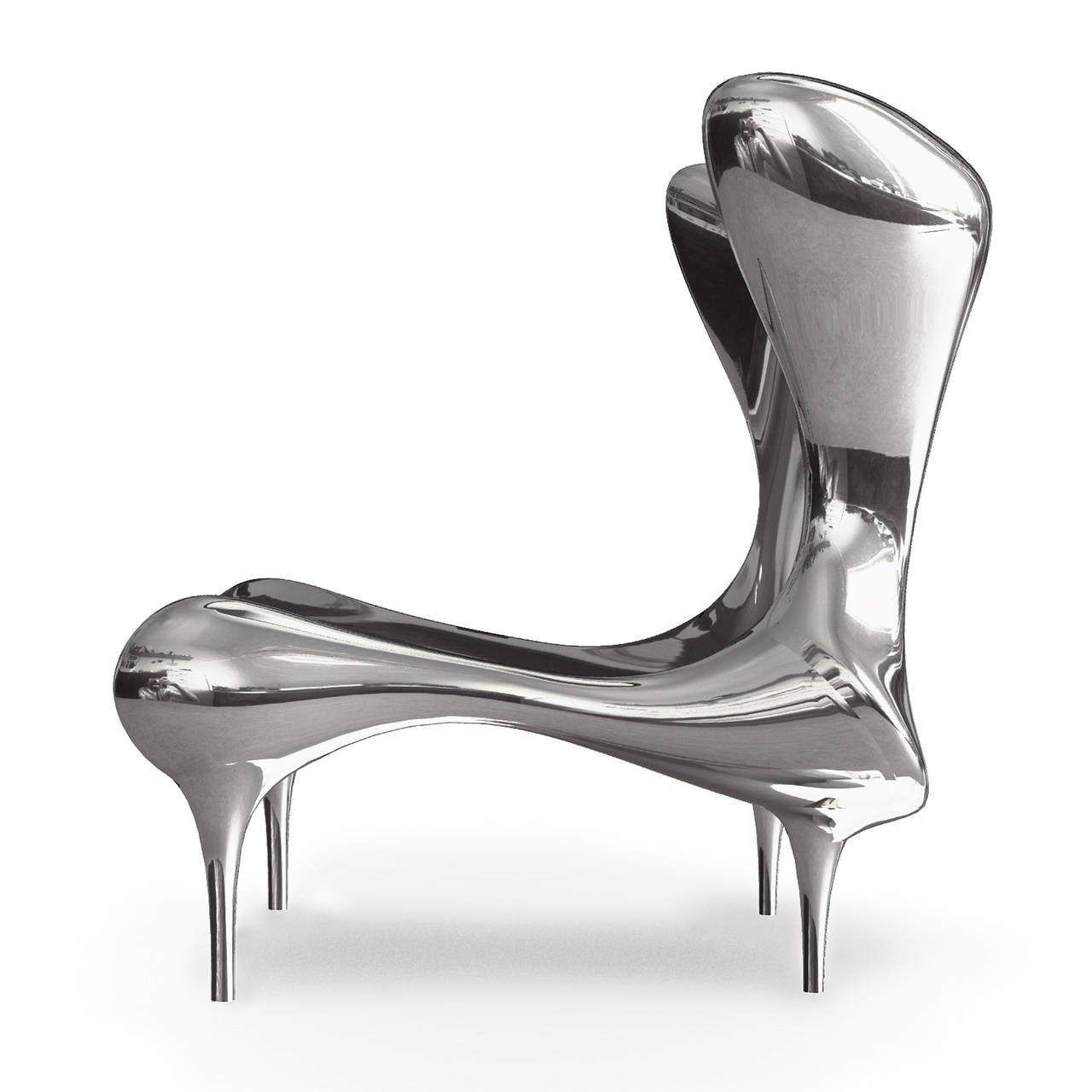 Riemann Chair in Mirror Polished Stainless Steel In Excellent Condition For Sale In New York, NY