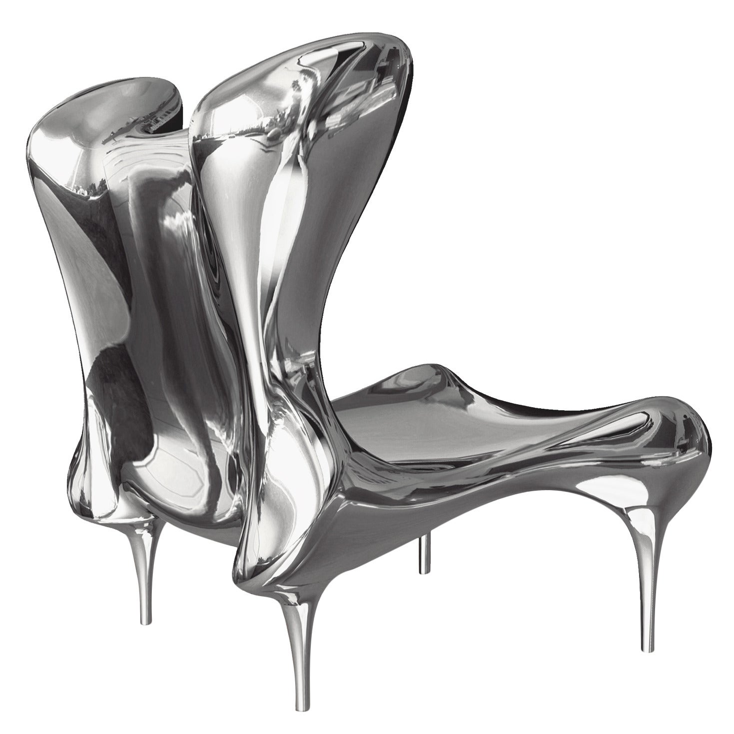 Riemann Chair in Mirror Polished Stainless Steel For Sale