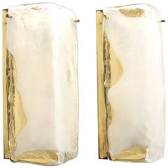 Pair of Brass and Glass Sconces by J. T. Kalmar 8