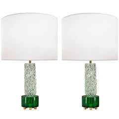 Pair of Scandinavian Glass Lamps 12