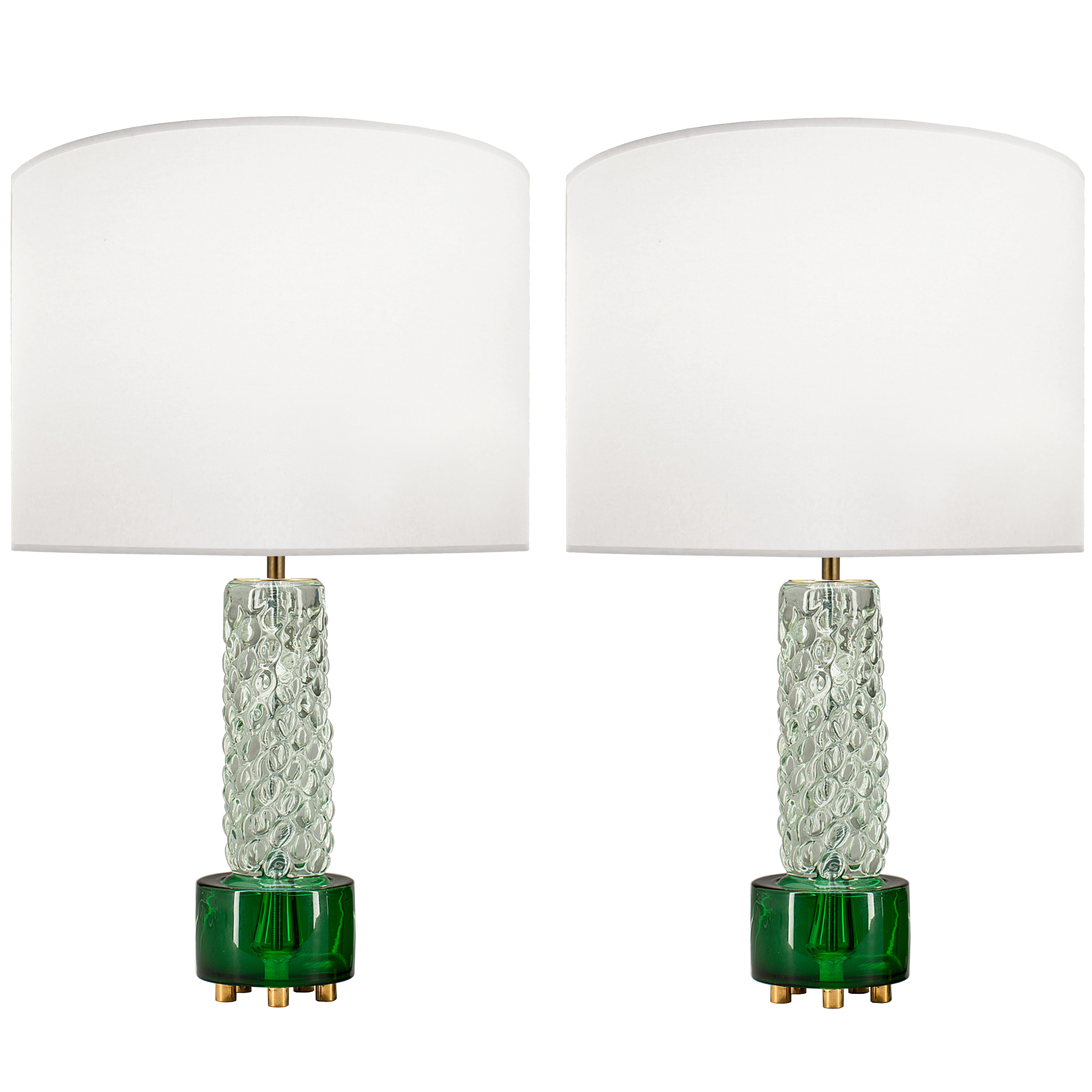 Pair of Scandinavian Glass Lamps For Sale