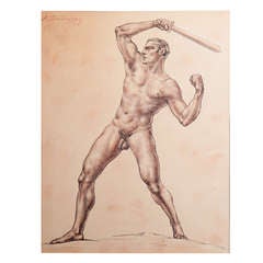 "Hellenic Study," Superb Art Deco Male Nude by Sambugnac