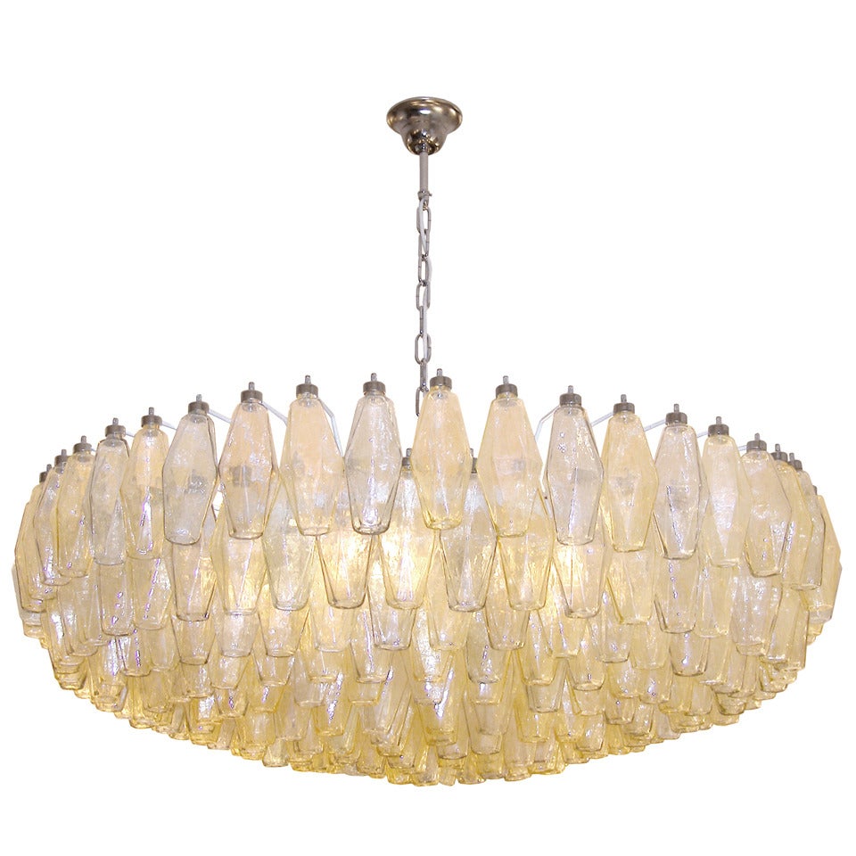 Italian Amber and Grey Polyhedral Chandelier For Sale