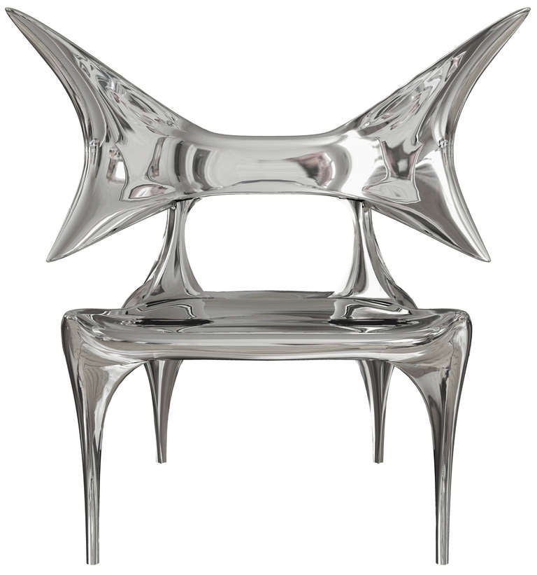 Contemporary Darboux Chair in Mirror Polished Cast Stainless Steel For Sale