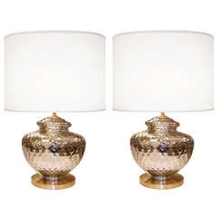 Pair of Textured Mercury Glass Lamps 4