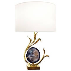 Signed Willy Daro Bronze and Agate Sculptural Lamp 3
