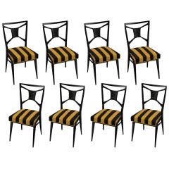 Vintage Set of Eight Italian Mahogany Dining Chairs