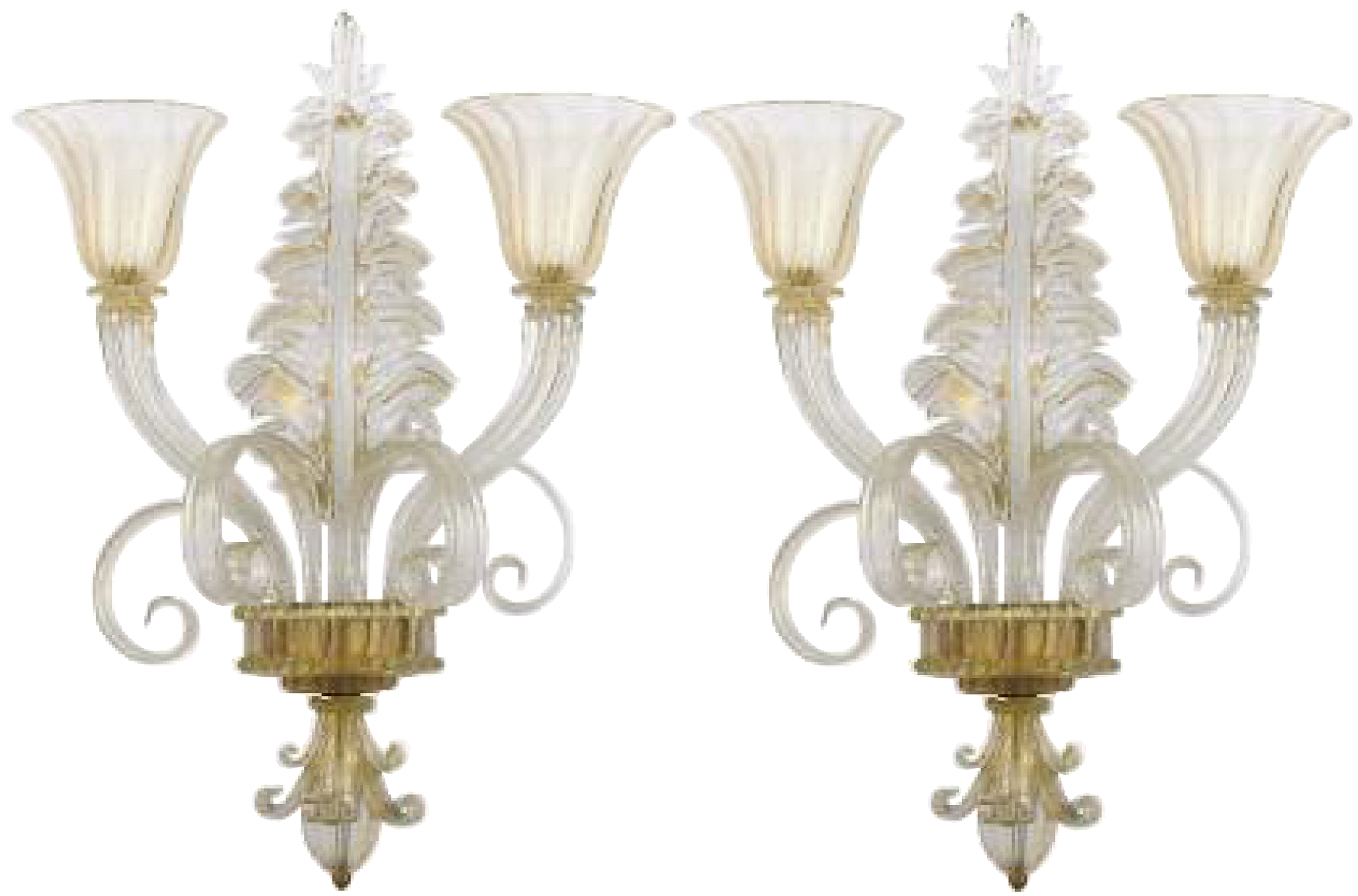 Pair of Ercole Barovier Two-Arm Glass Sconces For Sale