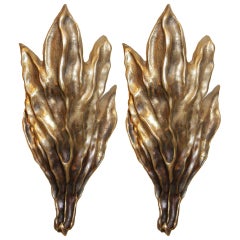 Pair of Signed Garouste & Bonetti Cast Bronze Sconces