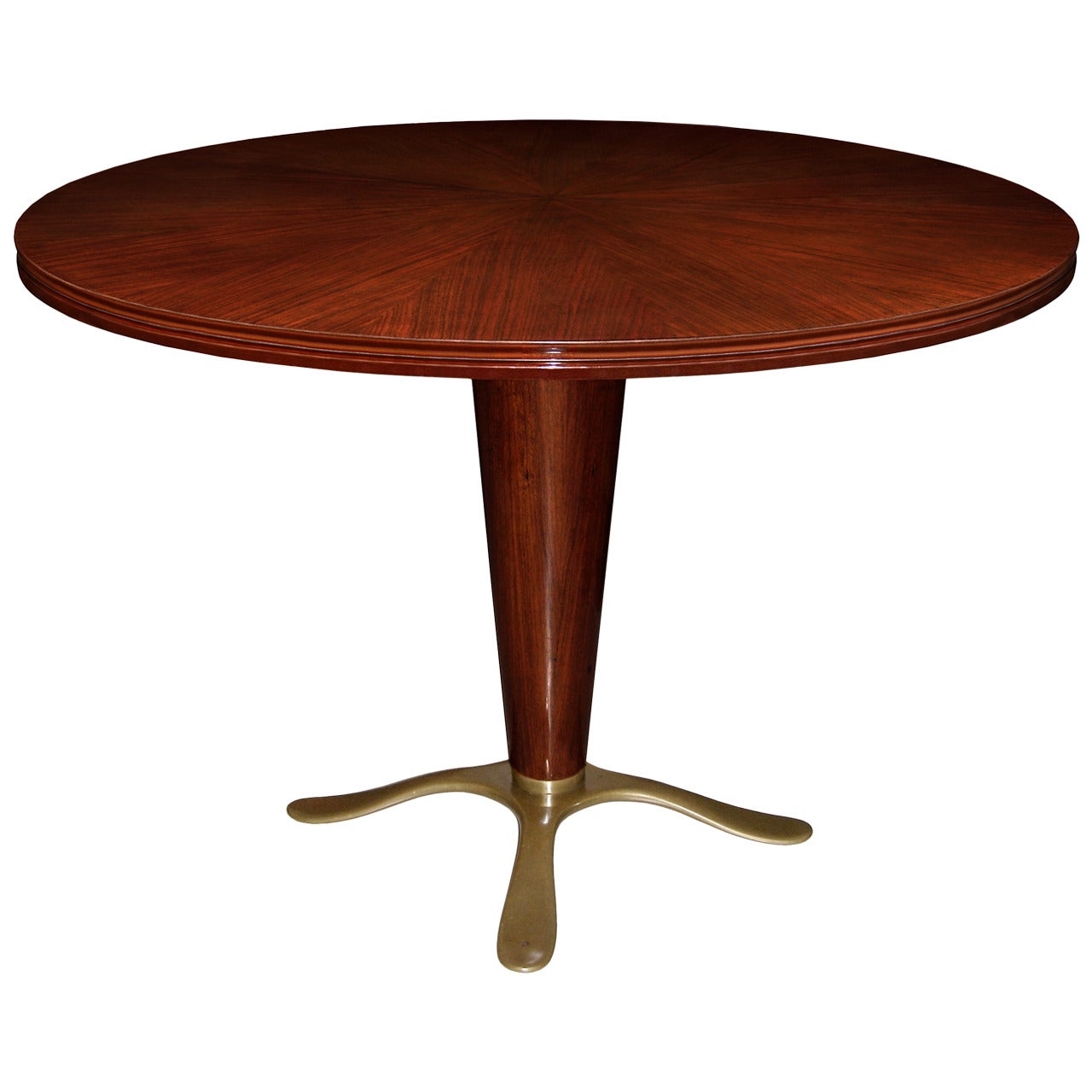 Paolo Buffa Mahogany and Bronze Pedestal Table For Sale