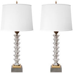 Retro Elegant Table Lamps in Crystal by Warren Kessler