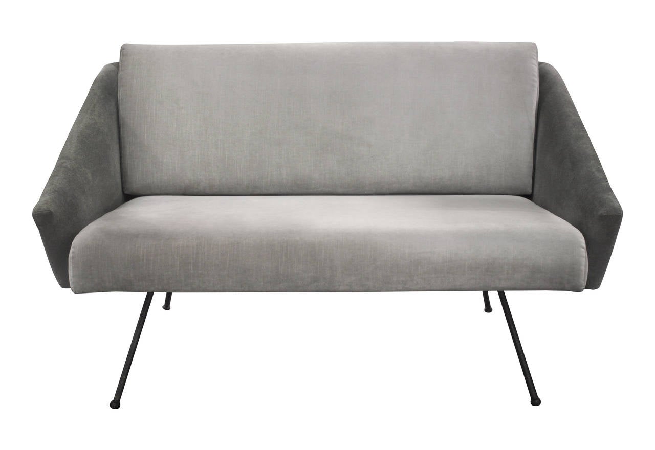 Italian Small Sculptural Sofa with Splayed Legs