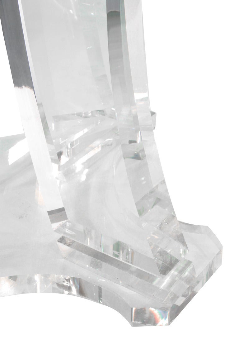 American Sculptural Dining Table with Thick Lucite Bases by Jeffrey Bigelow