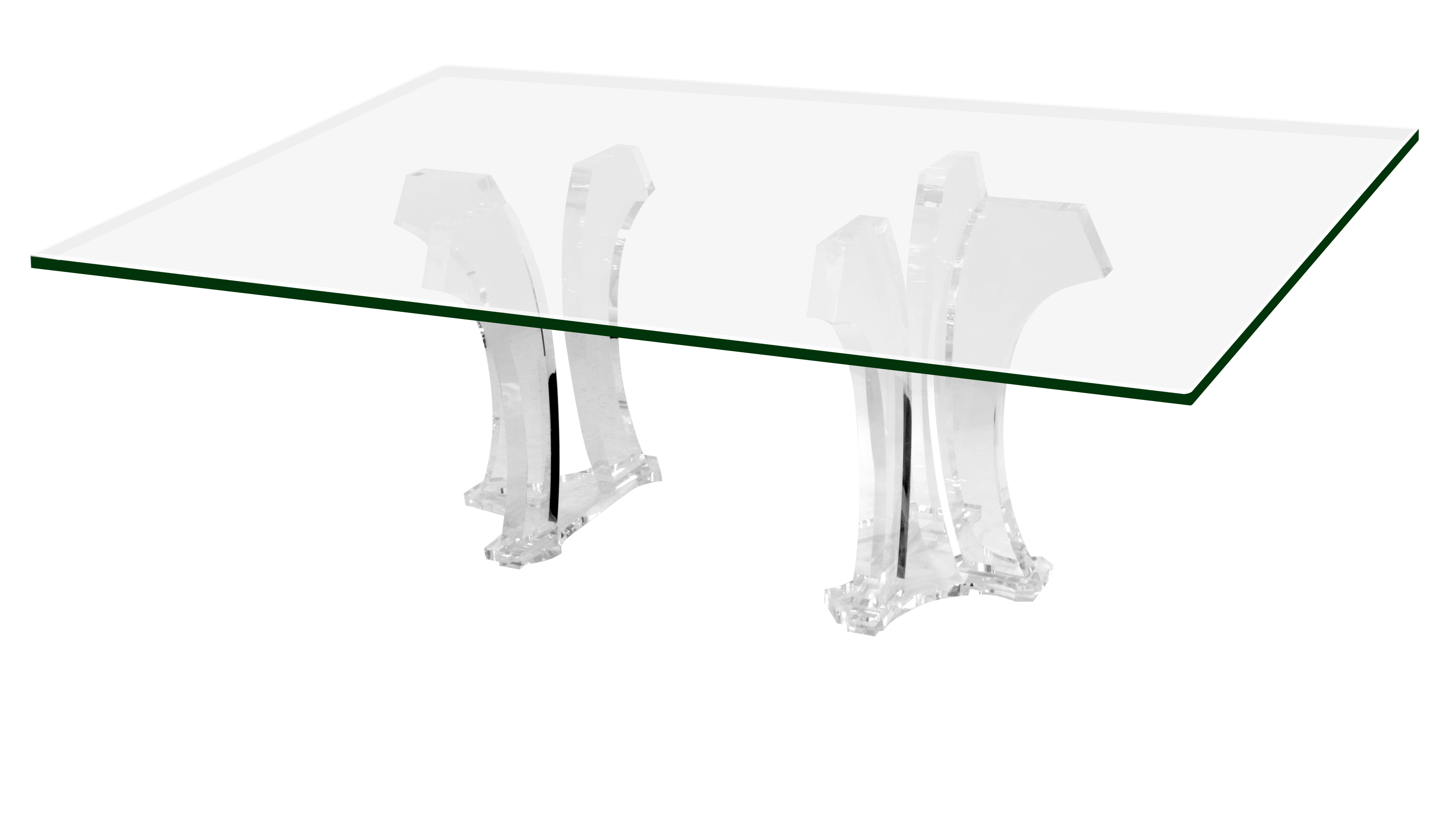 Sculptural Dining Table with Thick Lucite Bases by Jeffrey Bigelow