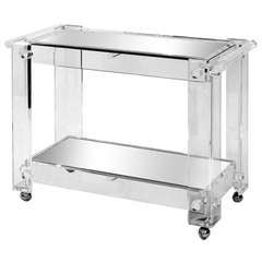 2-Tier Bar Cart in Lucite with Mirrored Glass