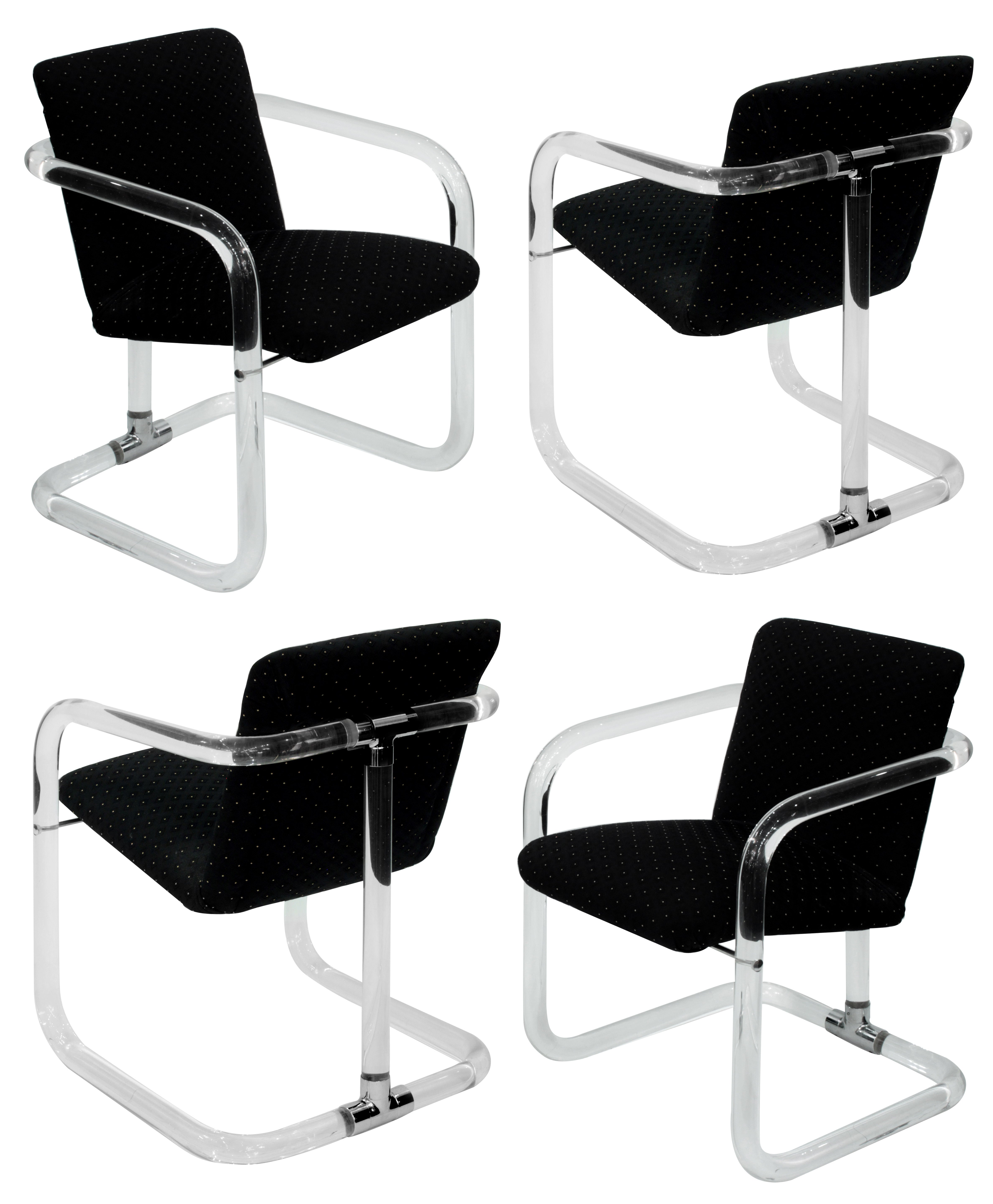 Set of 4 Lucite Dining/Game Chairs by Lion in Frost