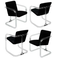 Set of 4 Lucite Dining/Game Chairs by Lion in Frost