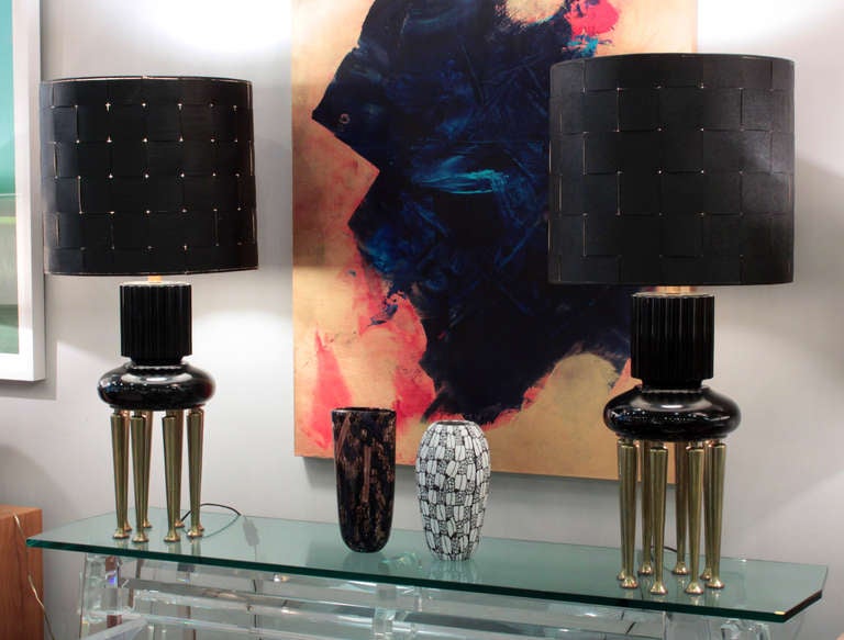 Pair of Rare and Exceptional Table Lamps by James Mont 3
