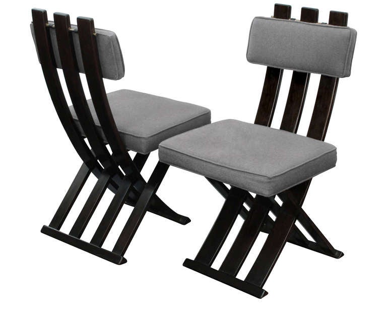 Set of 6 Campaign Style Dining Chairs by Harvey Probber