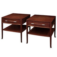 Pair of Bedside Tables with Silver Pulls by T.H. Robsjohn-Gibbings