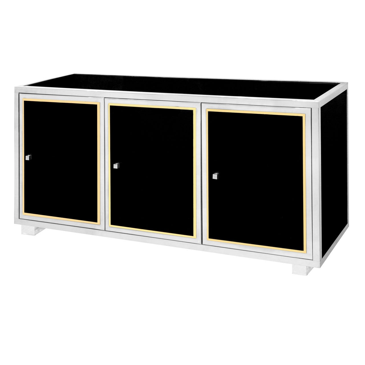 Chic Sideboard Clad in Black Glass by Guy Lefevre for Maison Jansen