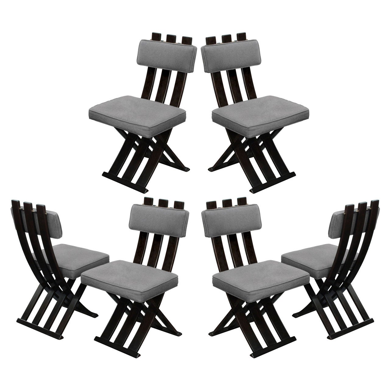 Set of 6 Campaign Style Dining Chairs by Harvey Probber
