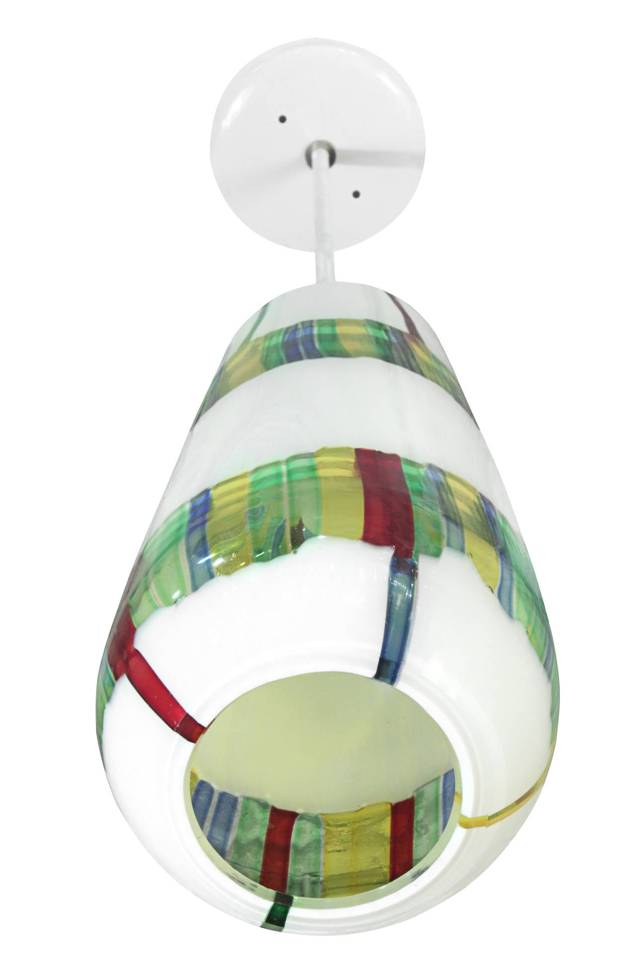 Pair of Rare Handblown Glass "Bandiere" Pendant Lights by Anzolo Fuga