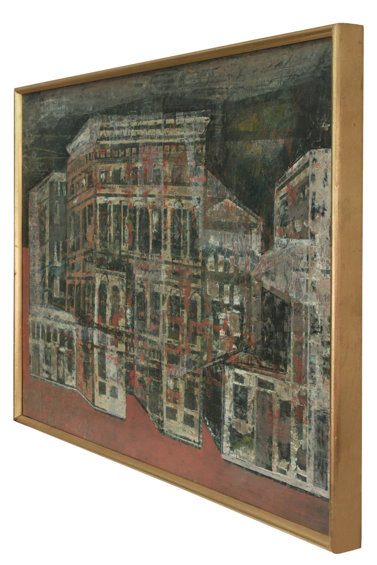 Paesaggio astratto di Venezia dipinto da Olivier Charles, Venezia, 1959. (Firmato 
