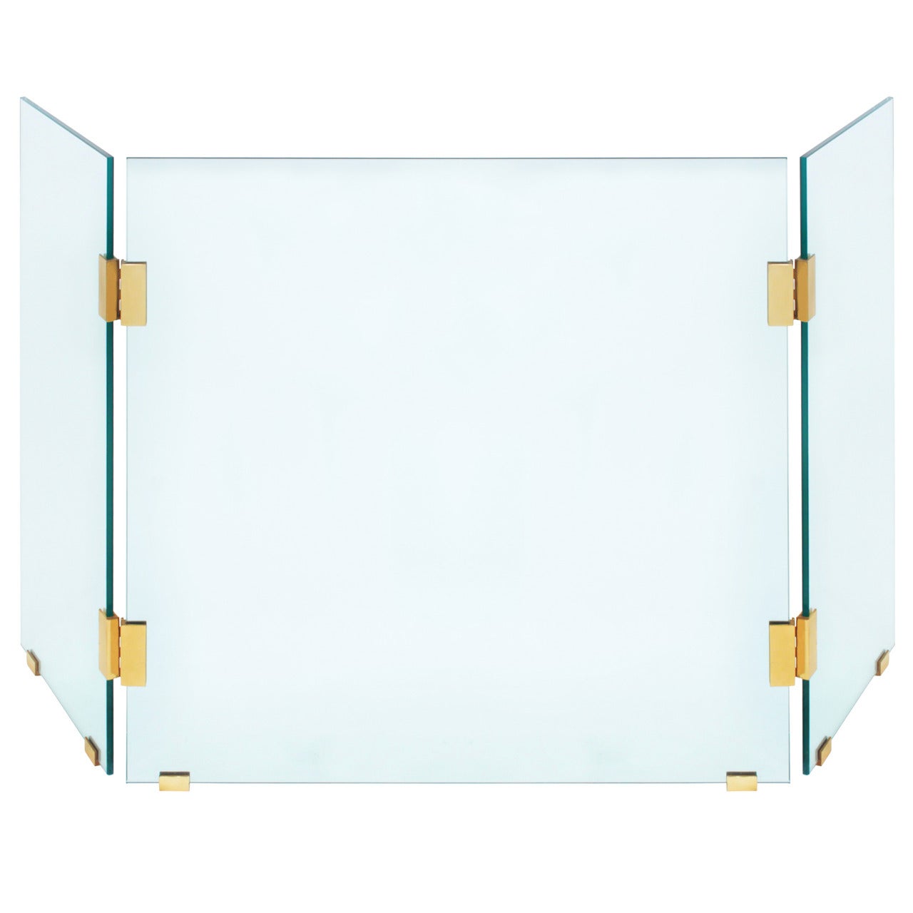Glass Fireplace Screen with Brass Hinges by Danny Alessandro